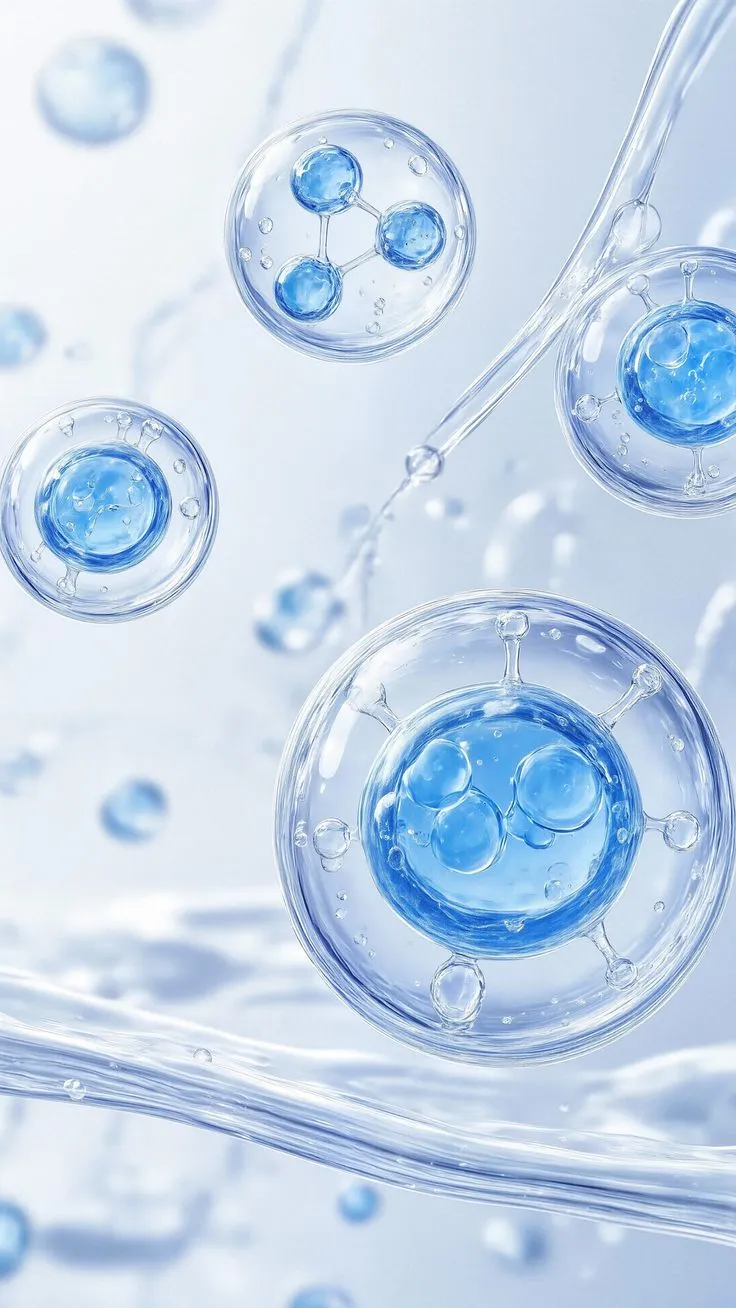 Ilustración de moléculas bioinspiradas encapsuladas en burbujas: investigación y desarrollo biotecnológico de ARBIOTECH